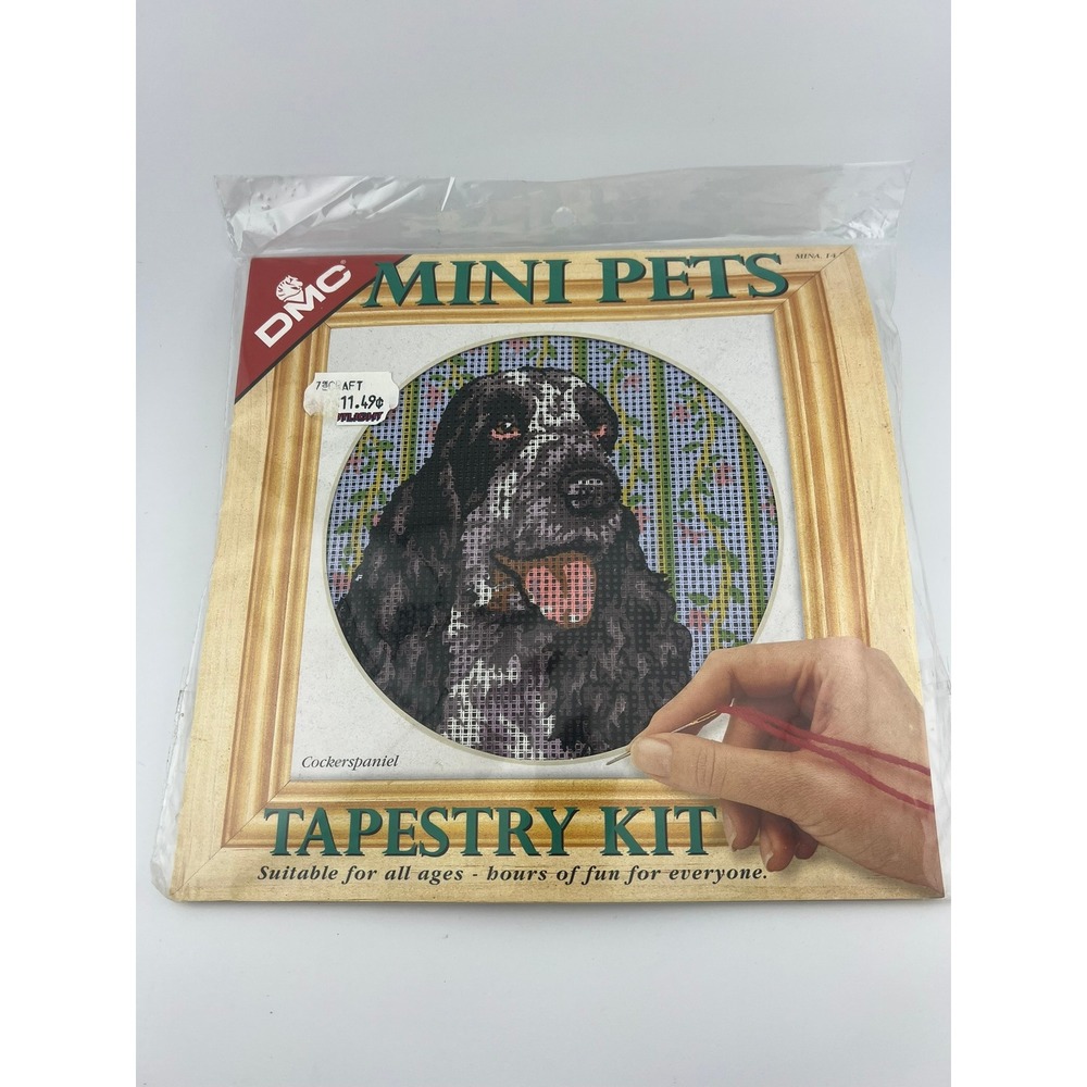 Vintage DMC Mini Pets Cocker Spaniel Tapestry Kit Sealed Needlepoint Dog Craft